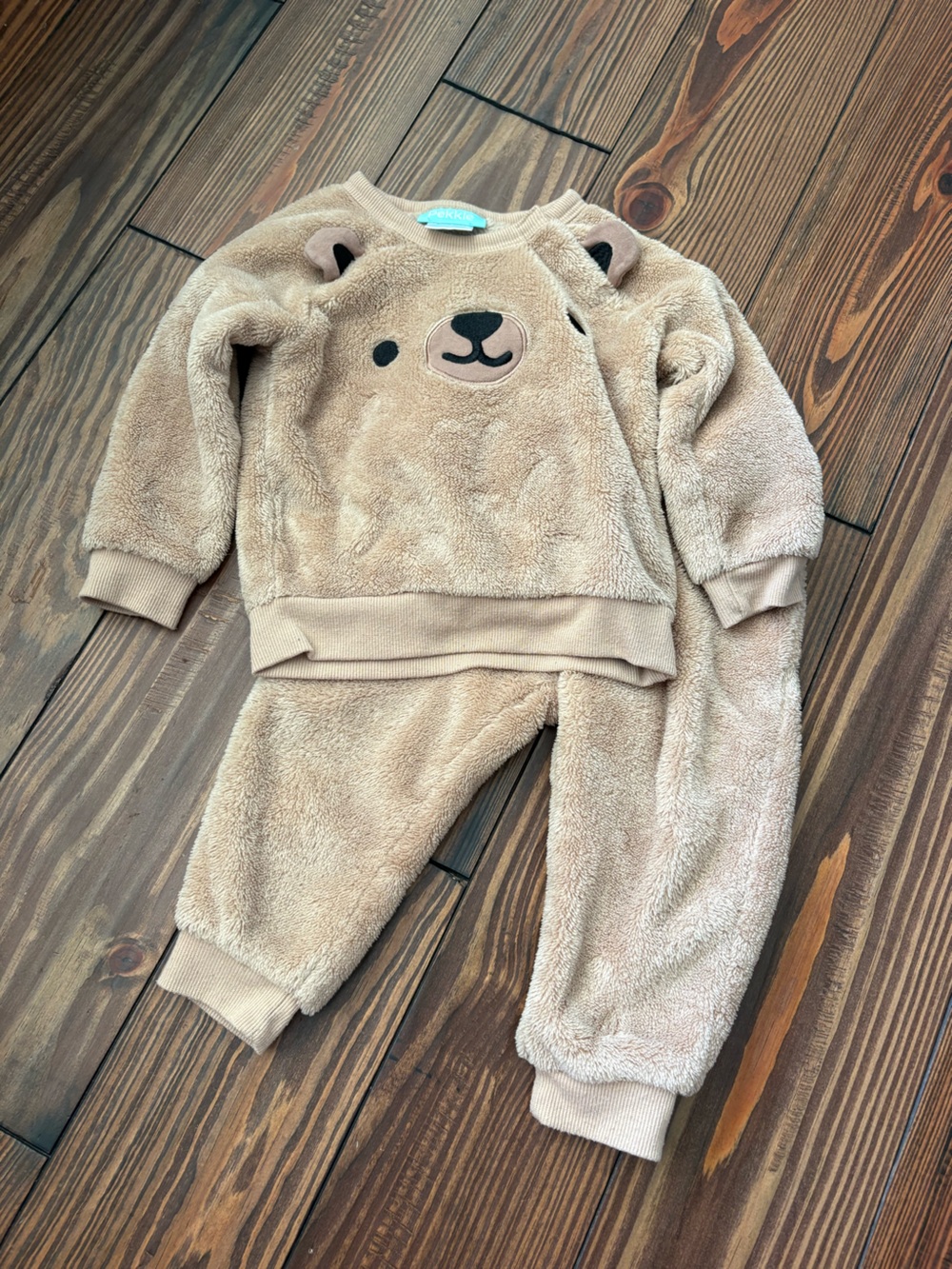 Cozy Bear Plush Kids Matching Set - Beige